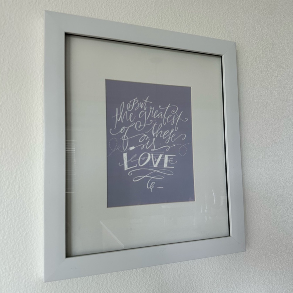 Love Quote Art Print in White Frame by Lindsey Letters